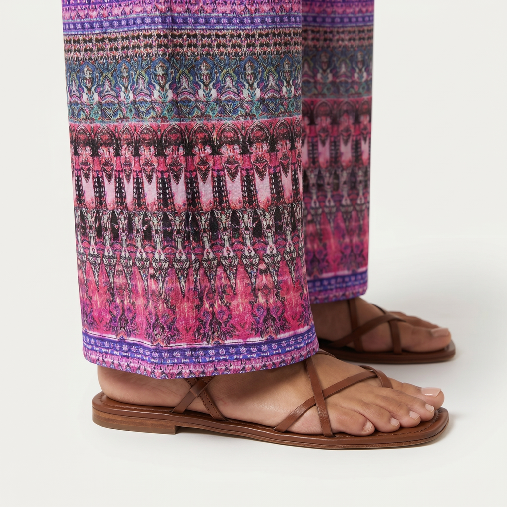 Women's Bohemian Wide-Leg Pants with Smocked Waist