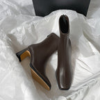 Women's Square-Toe Ankle Boots with Thick Heel