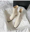 Women's Square-Toe Ankle Boots with Thick Heel