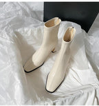 Women's Square-Toe Ankle Boots with Thick Heel