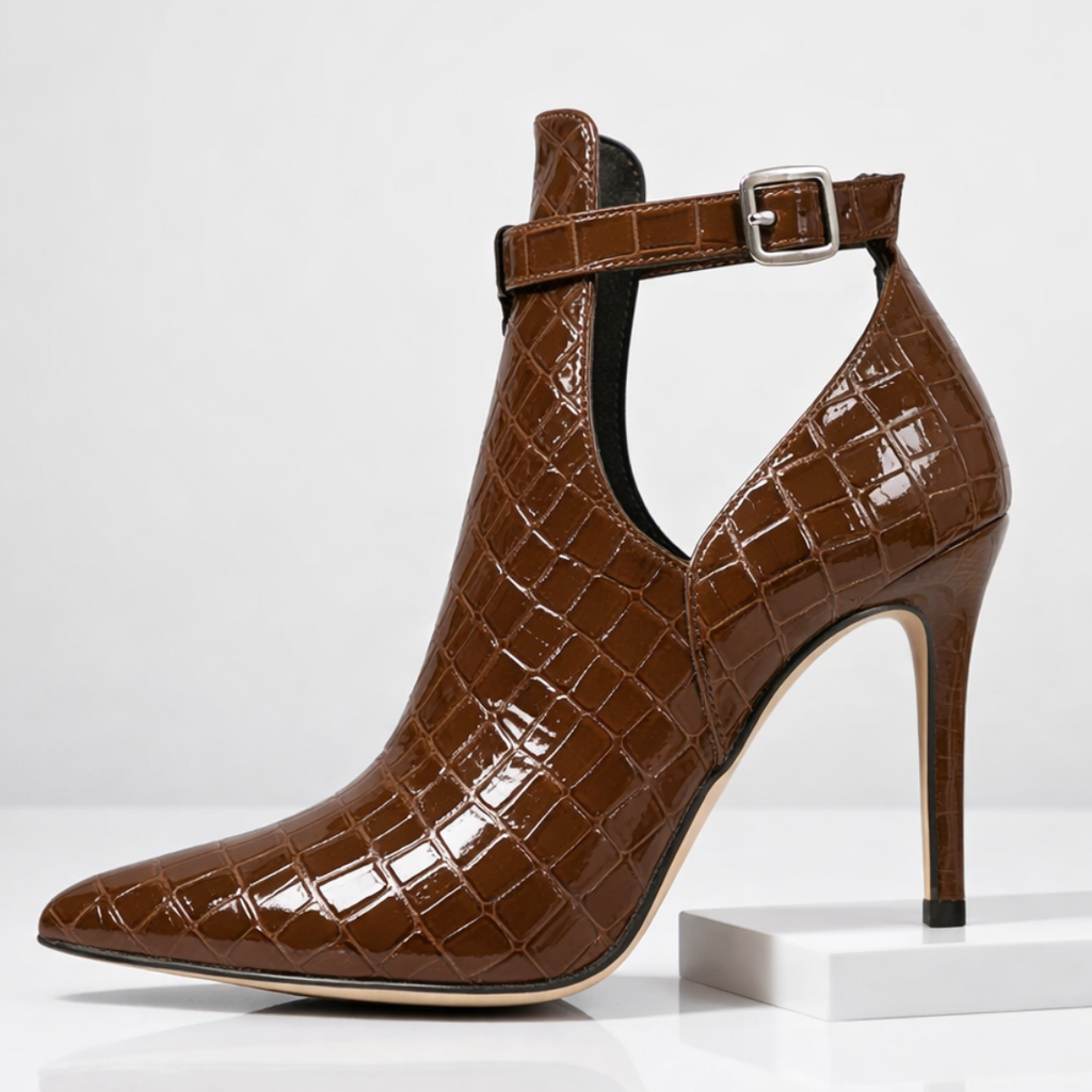 Women's Croc-Embossed Ankle Boots with Stiletto Heel