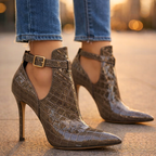 Women's Croc-Embossed Ankle Boots with Stiletto Heel