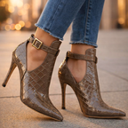 Women's Croc-Embossed Ankle Boots with Stiletto Heel
