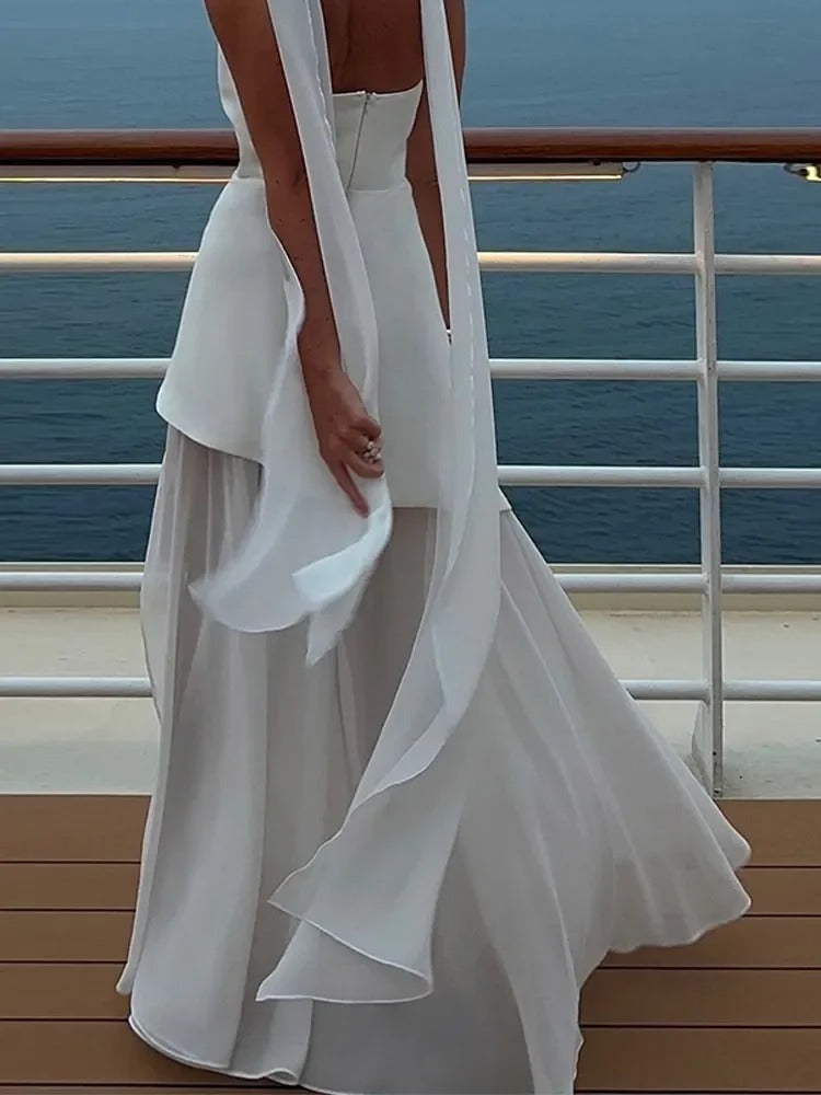 Women's Strapless Maxi Dress with High Side Slit