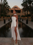 Women's Strapless Maxi Dress with High Side Slit