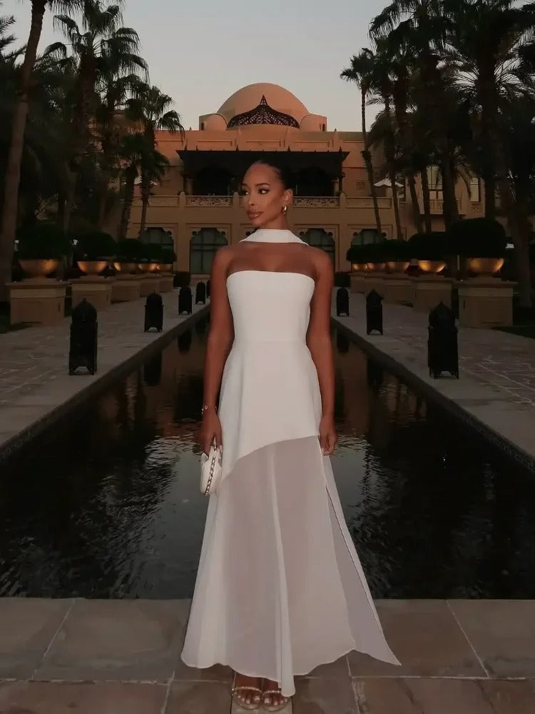Women's Strapless Maxi Dress with High Side Slit