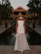 Women's Strapless Maxi Dress with High Side Slit