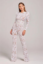 Women's Slim Lace Bodysuit with High Scalloped Neckline