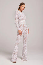 Women's Slim Lace Bodysuit with High Scalloped Neckline