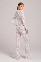 Women's Slim Lace Bodysuit with High Scalloped Neckline