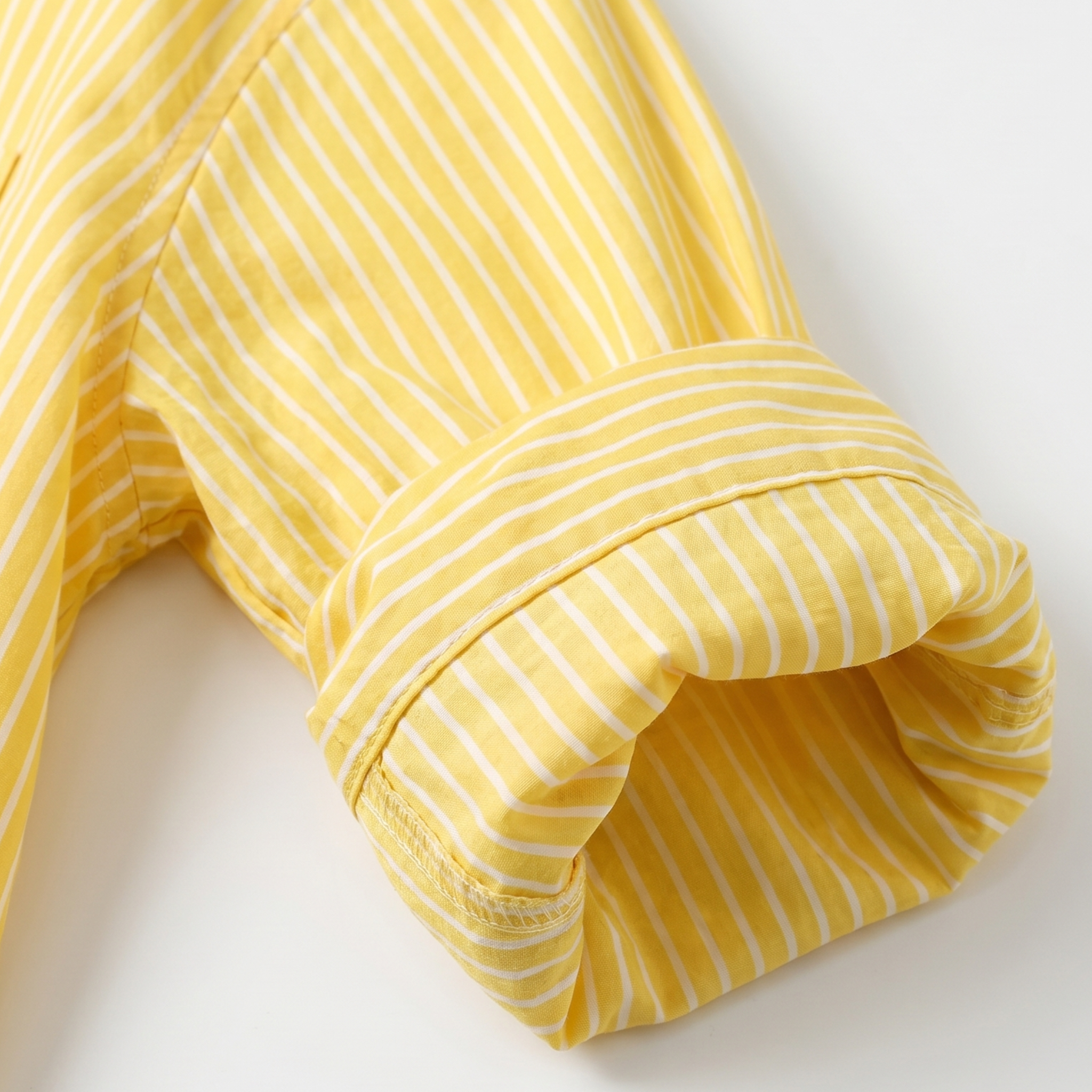 Women's Yellow and White Striped Cotton Shirt and Drawstring Shorts Set