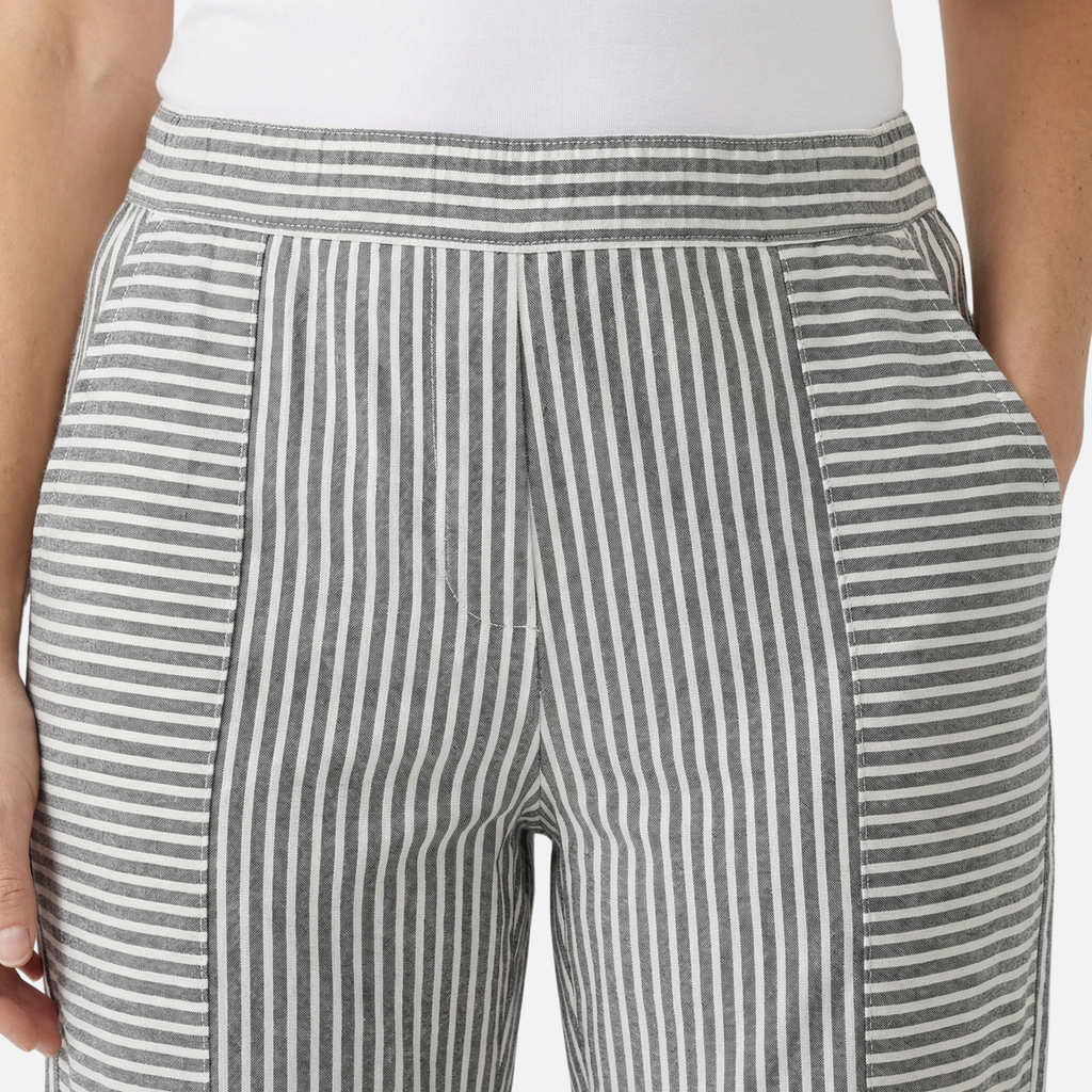 Women's Tapered Striped Pants with Rolled Cuffs