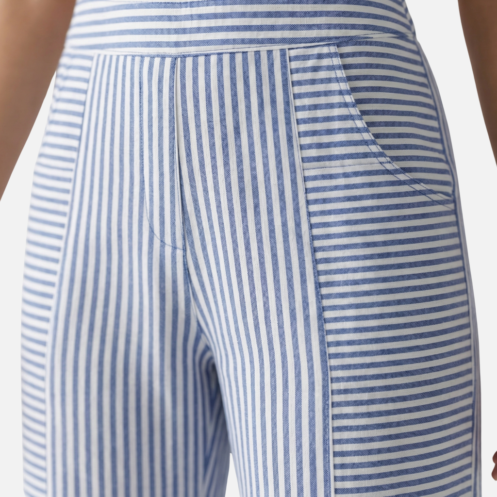 Women's Tapered Striped Pants with Rolled Cuffs