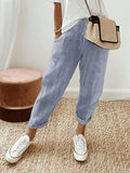 Women's Tapered Striped Pants with Rolled Cuffs