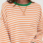 Women's Striped Knit Top with Long Sleeves