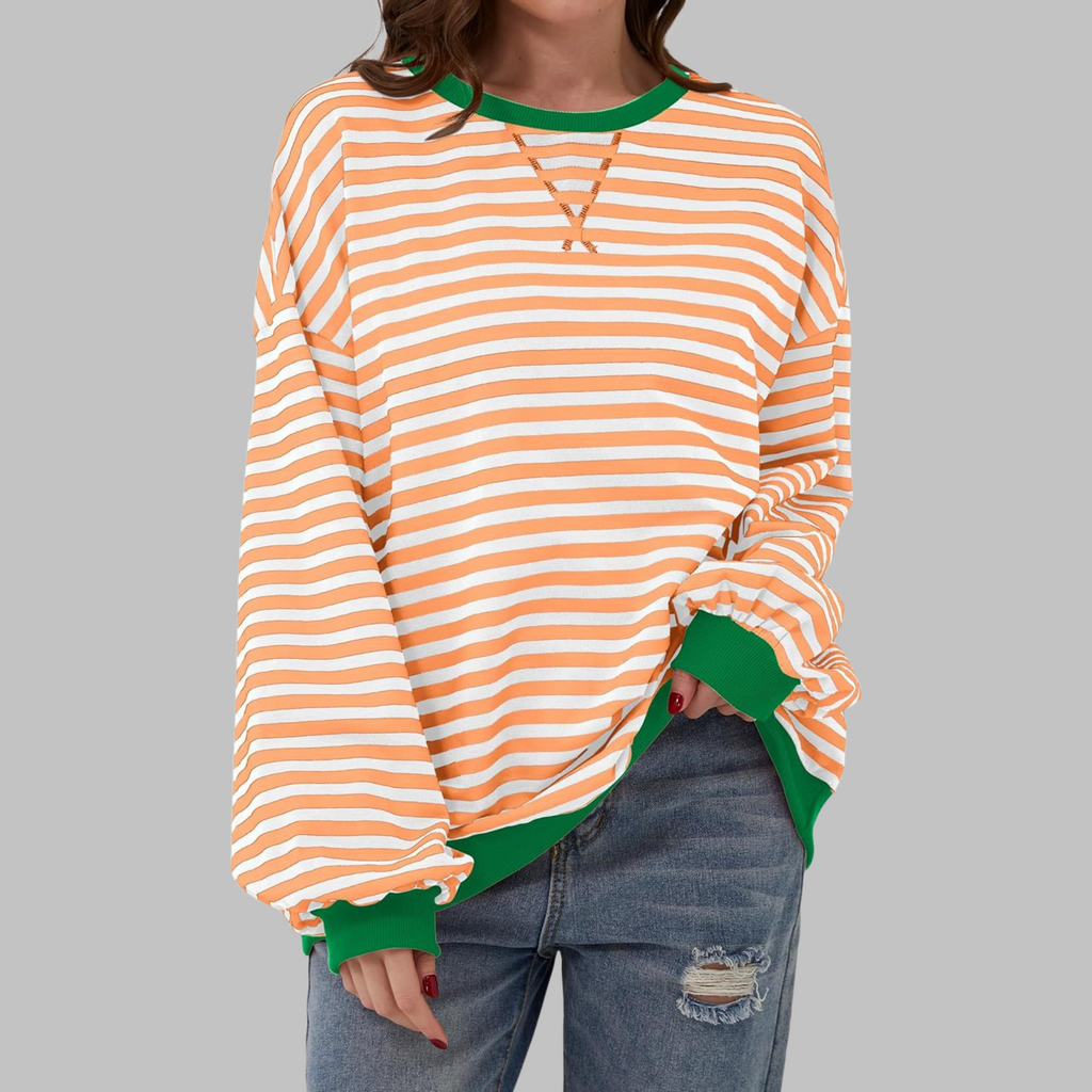 Women's Striped Knit Top with Long Sleeves