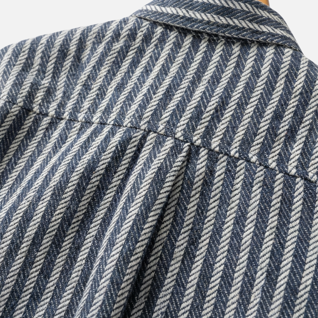 Men's Striped Button-Down Layered Shirt with Long Sleeves