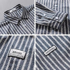 Men's Striped Button-Down Layered Shirt with Long Sleeves