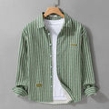 Men's Striped Button-Down Layered Shirt with Long Sleeves