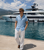 Men's Relaxed Linen Two-Piece Set with Camp Collar