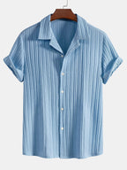 Men's Relaxed Linen Two-Piece Set with Camp Collar