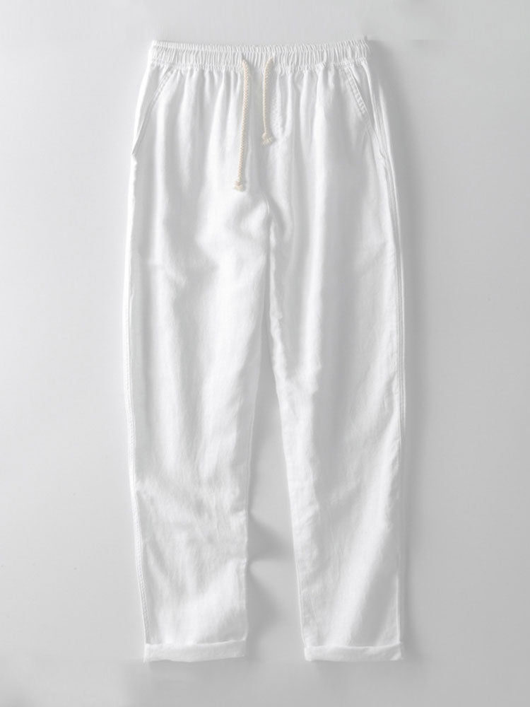 Men's Relaxed Linen Two-Piece Set with Camp Collar