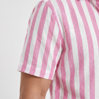 Men's Striped Linen Shirt with Point Collar