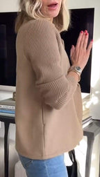 Women's Soft Pink Structured Blazer with Knit Sleeves