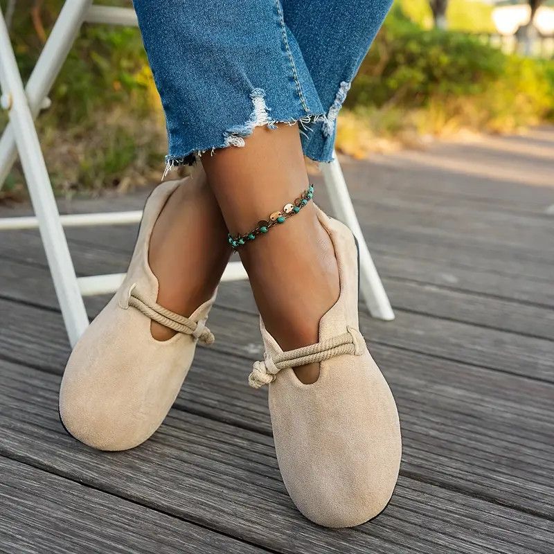 Women's Suede Casual Loafers with Rope Detail