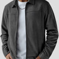 Men's Muted Teal Suede-Finish Bomber Jacket with Side Pockets
