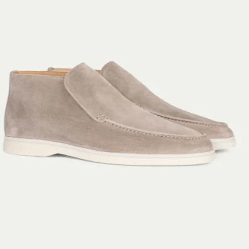 Men's Suede Slip-On Ankle Boots with Moccasin Stitching