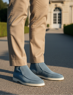 Men's Suede Slip-On Ankle Boots with Moccasin Stitching
