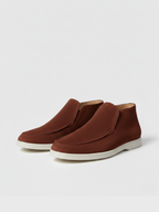 Men's Suede Slip-On Ankle Boots with Moccasin Stitching
