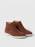 Men's Suede Slip-On Ankle Boots with Moccasin Stitching