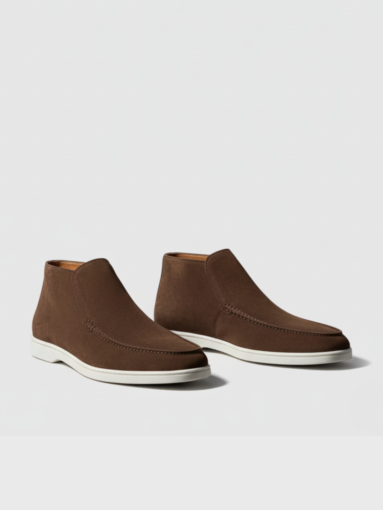 Men's Suede Slip-On Ankle Boots with Moccasin Stitching