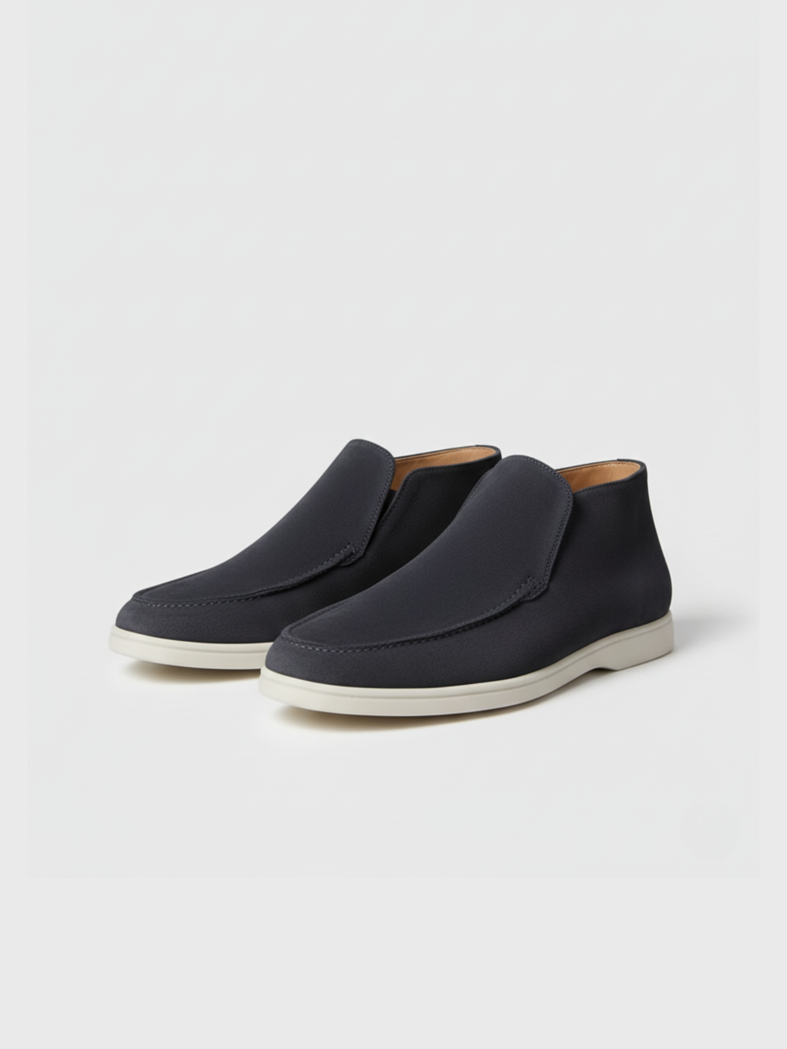 Men's Suede Slip-On Ankle Boots with Moccasin Stitching