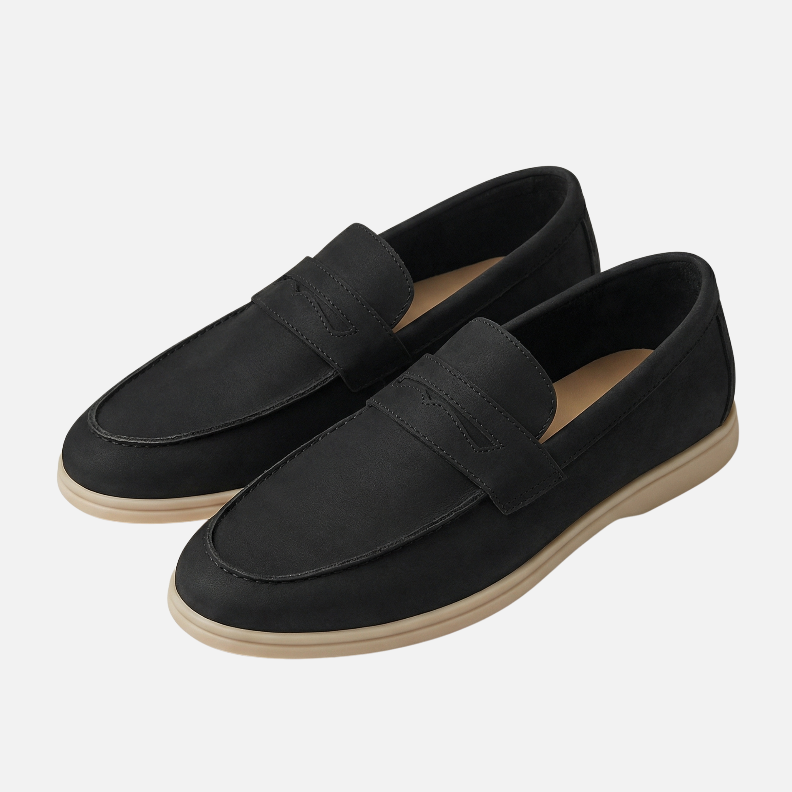 Men's Soft Blue Suede Slip-On Loafers with Moccasin Stitching