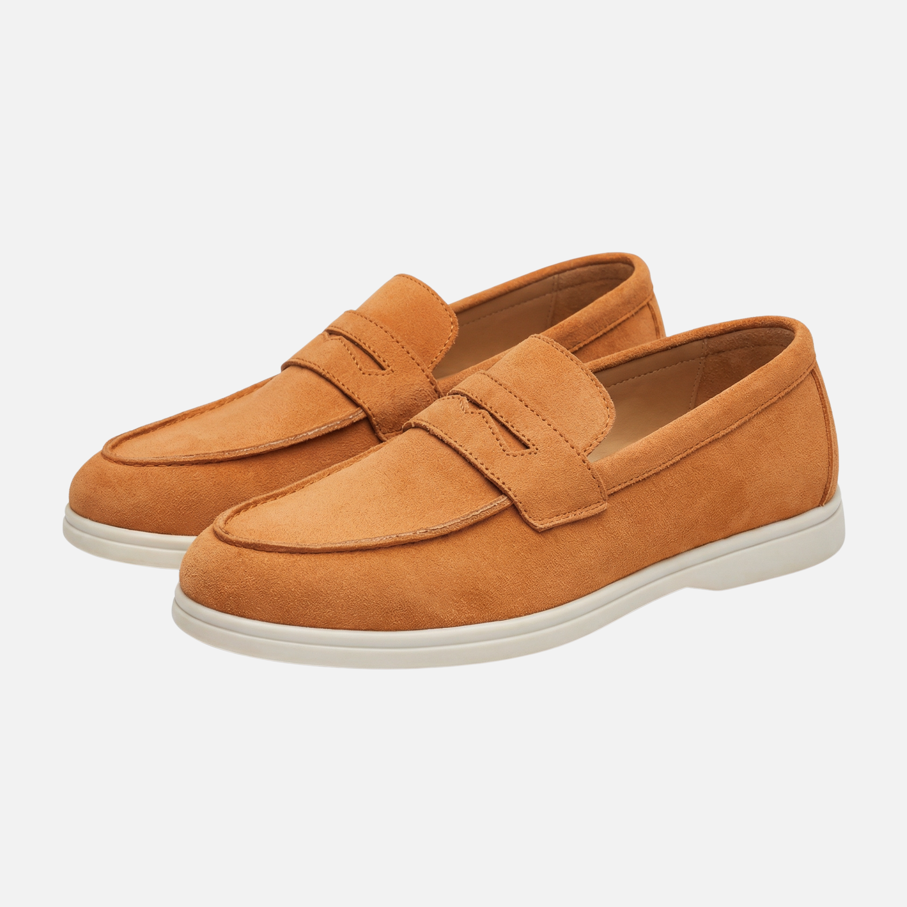 Men's Soft Blue Suede Slip-On Loafers with Moccasin Stitching