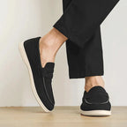 Men's Soft Blue Suede Slip-On Loafers with Moccasin Stitching