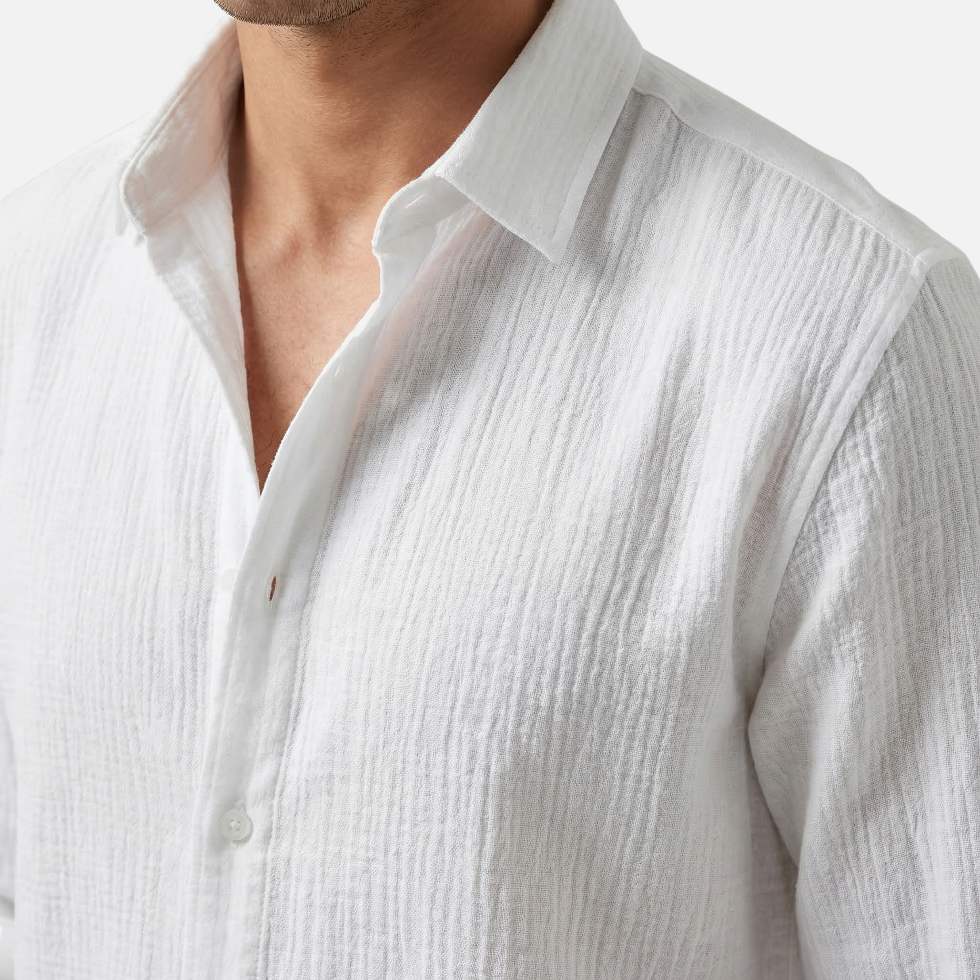 Men's Relaxed Linen Shirt with Button-Down Front