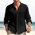 Men's Relaxed Linen Shirt with Button-Down Front