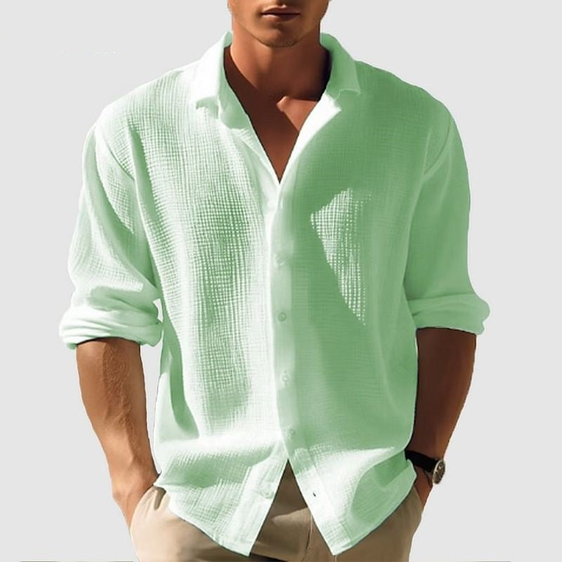 Men's Relaxed Linen Shirt with Button-Down Front