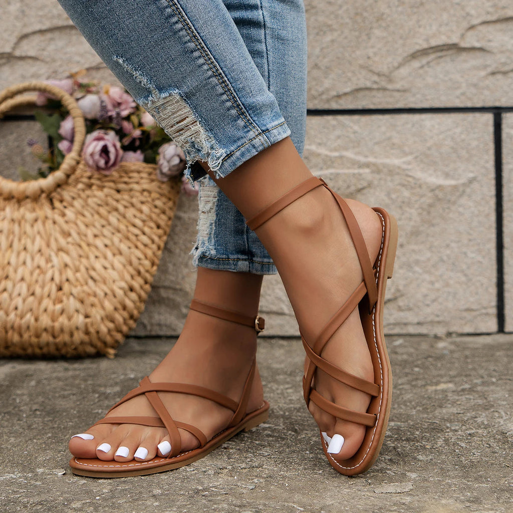 Women's Summer Strappy Sandals with Adjustable Ankle Buckle
