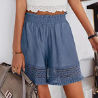 Women's Cotton Summer Shorts with Lace Trim