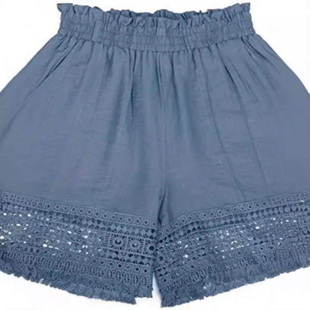 Women's Cotton Summer Shorts with Lace Trim