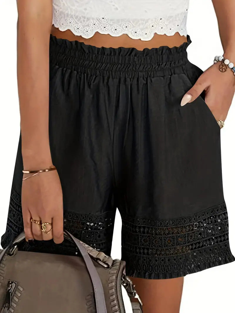 Women's Cotton Summer Shorts with Lace Trim