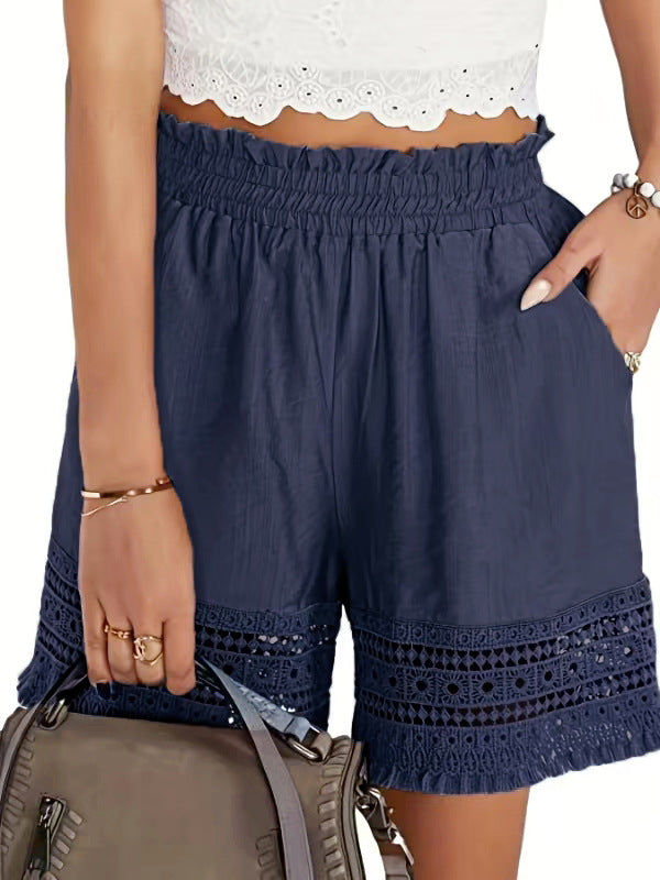 Women's Cotton Summer Shorts with Lace Trim