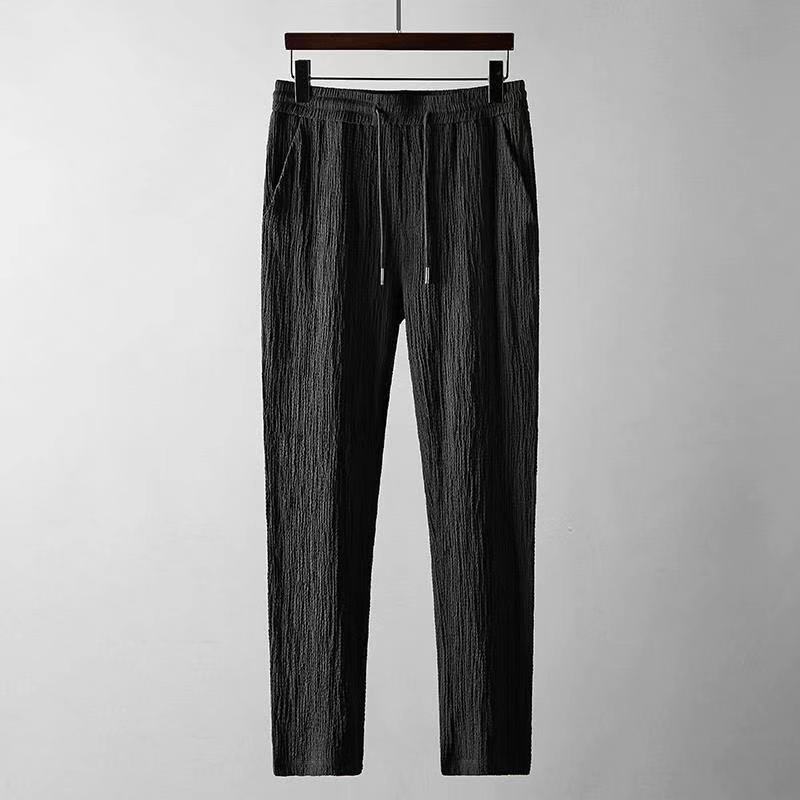 Men's Short-Sleeve Linen Set with Drawstring Waist Pants