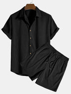 Men's Relaxed Ribbed Set with Drawstring Shorts