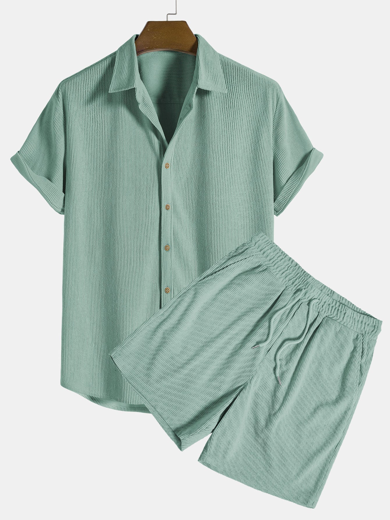 Men's Relaxed Ribbed Set with Drawstring Shorts